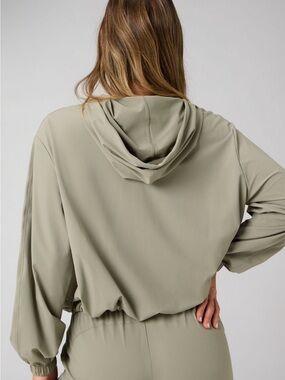 Fabletics Olive Green Hooded Swim Cover-Up
